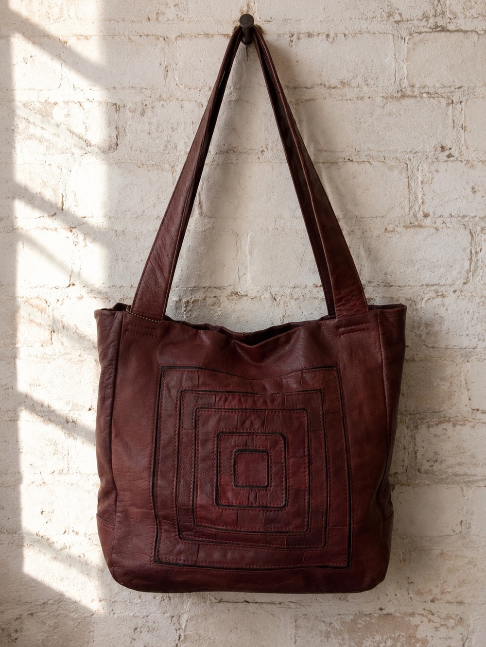 Nino Bossi Genuine Leather Woven Patchwork Tote Bag